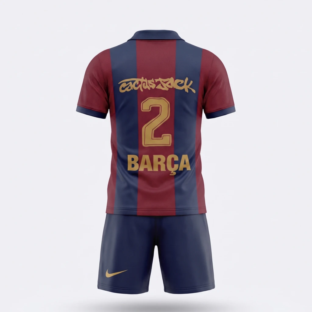 Conjunto Niño FC Barcelona 2025/26 – Edición Especial Travis Scott - espalda